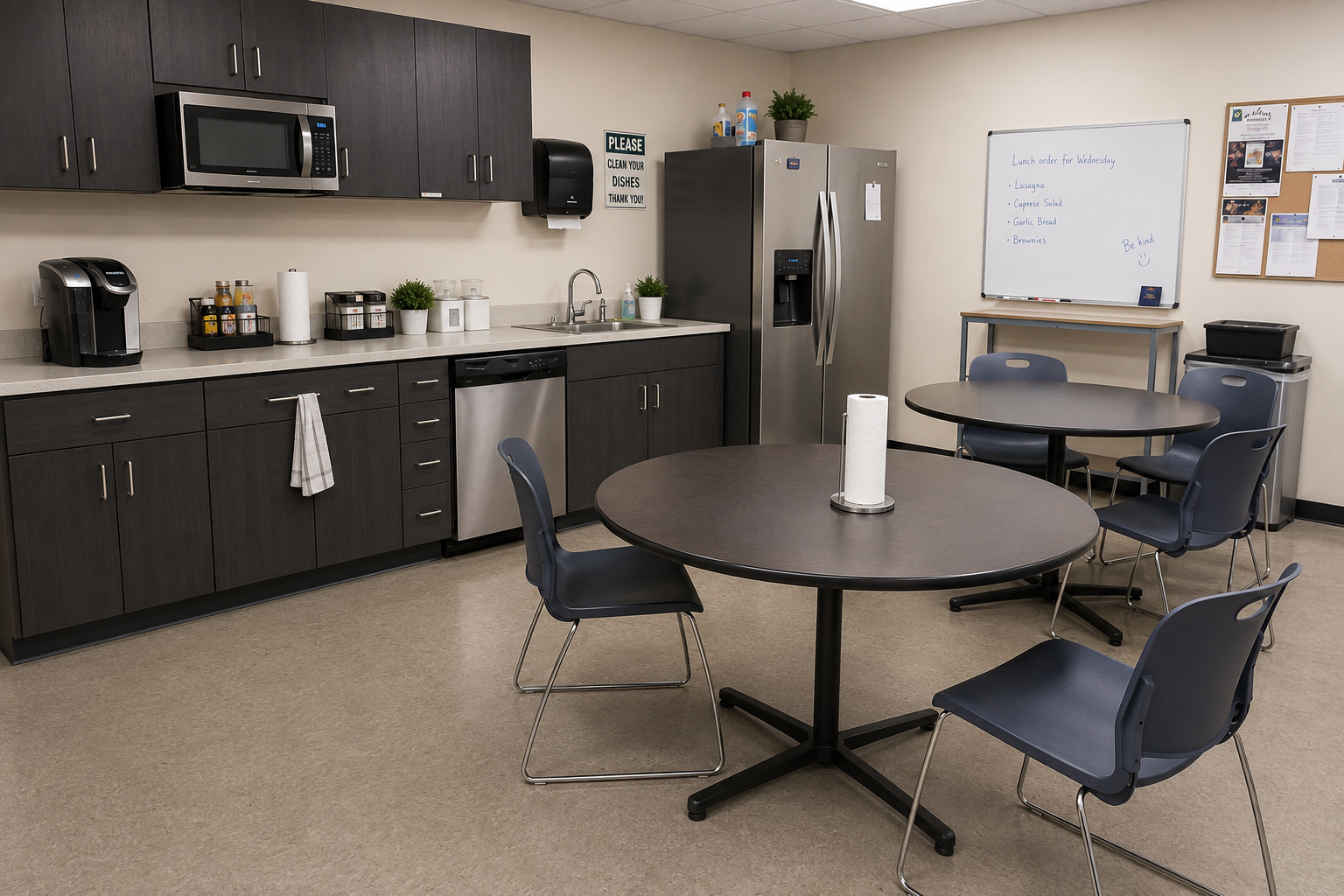 Office breakroom before professional deep cleaning